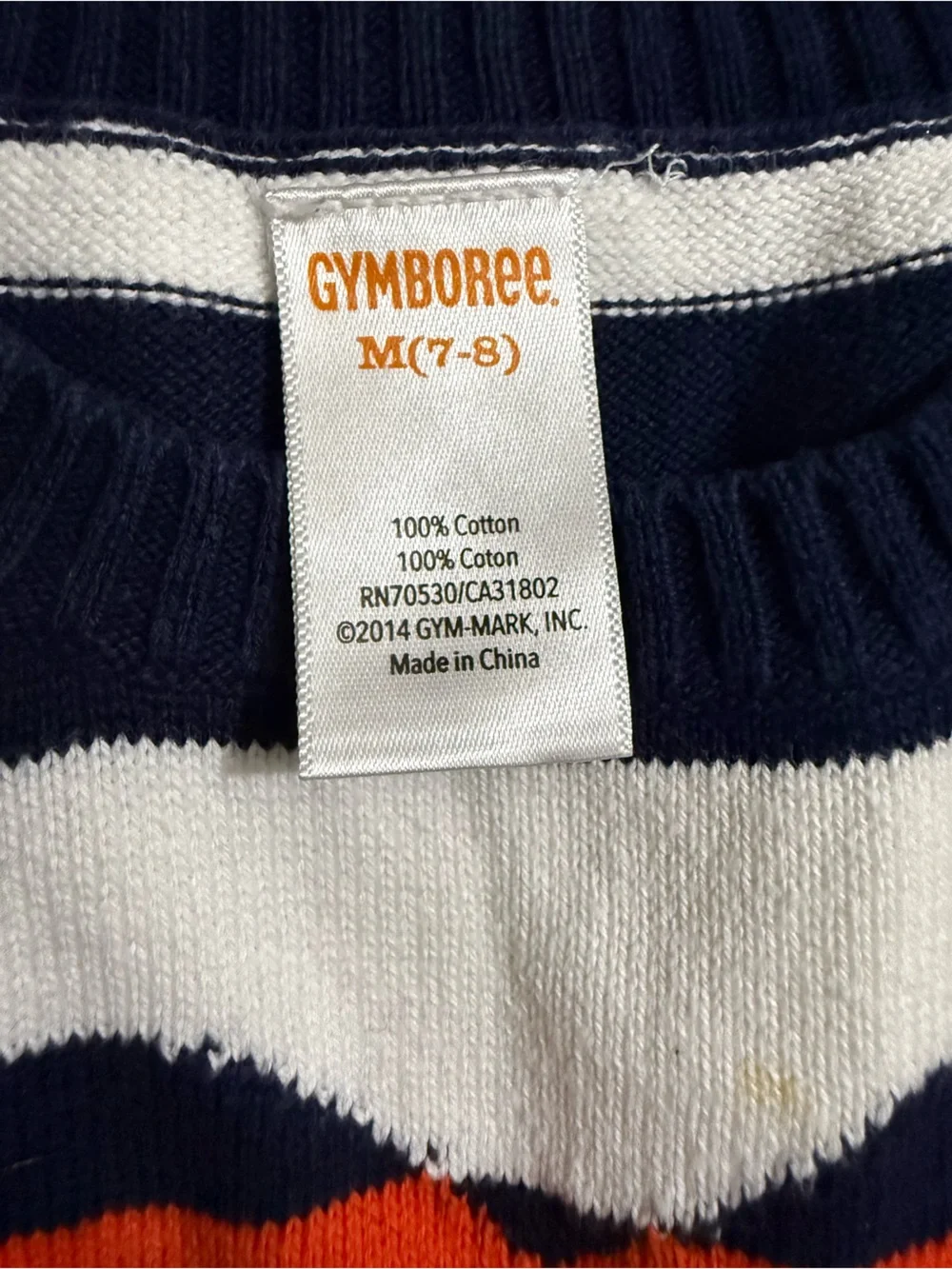 Gymboree Navy & White Striped Short-Sleeve Tee with Red Heart